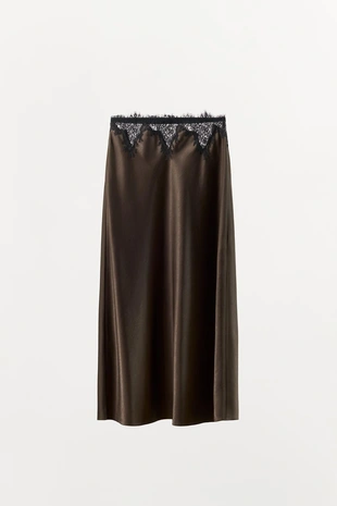 Атласная юбка с кружевом- Заказать в России