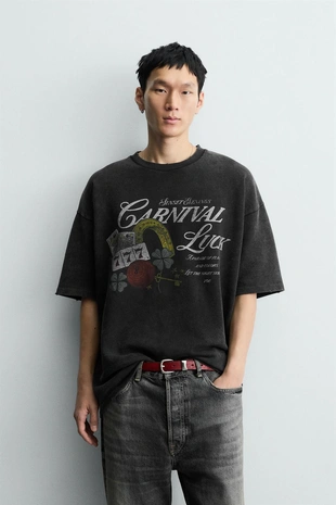 Купить Zara Толстовка с комбинированным принтом