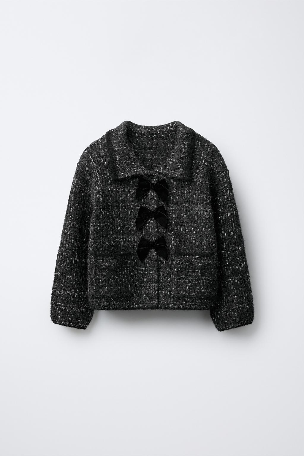 КАРДИГАН С БЛЁСТКАМИ И БАРХАТНЫМИ БАНТАМИ