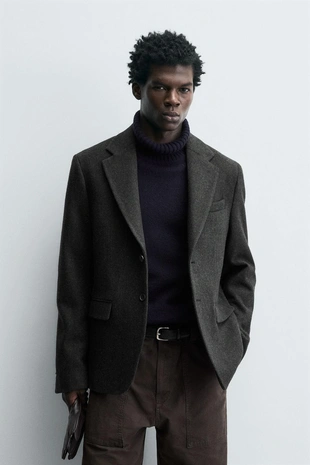 Блейзер из рельефной ткани в елочку- Заказать в России