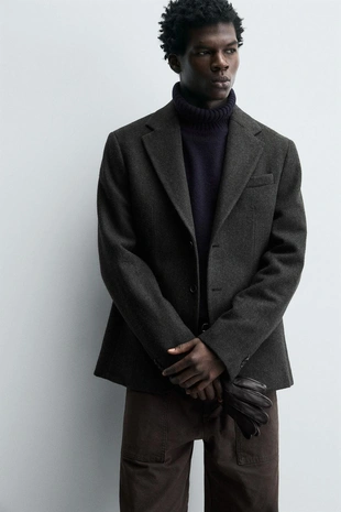 Блейзер из рельефной ткани в елочку- Заказать в России