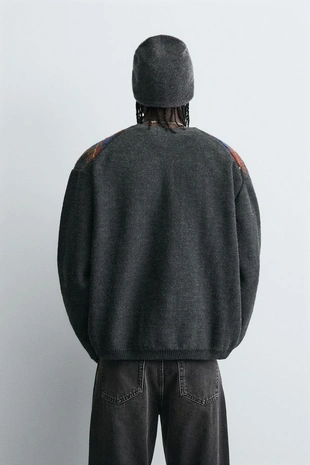 Anthracite Grey | 0048/320/801 - Zara Кардиган JACQUARD с ромбами