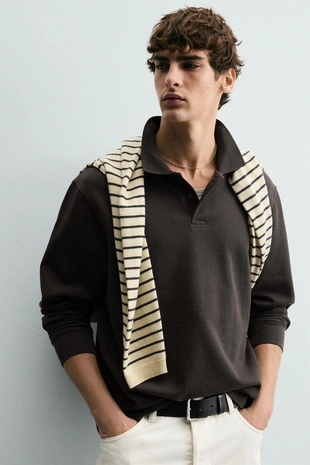 Поло рельефное с эффектом потертости- Заказать в России