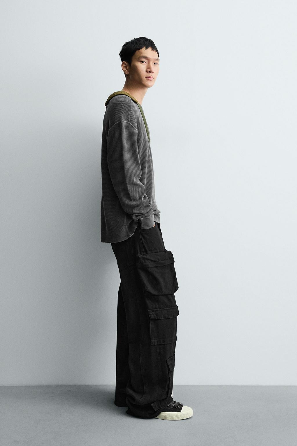 ФУТБОЛКА ИЗ РЕЛЬЕФНОЙ ТКАНИ В КЛЕТКУ С ЭФФЕКТОМ ПОТЕРТОСТИ