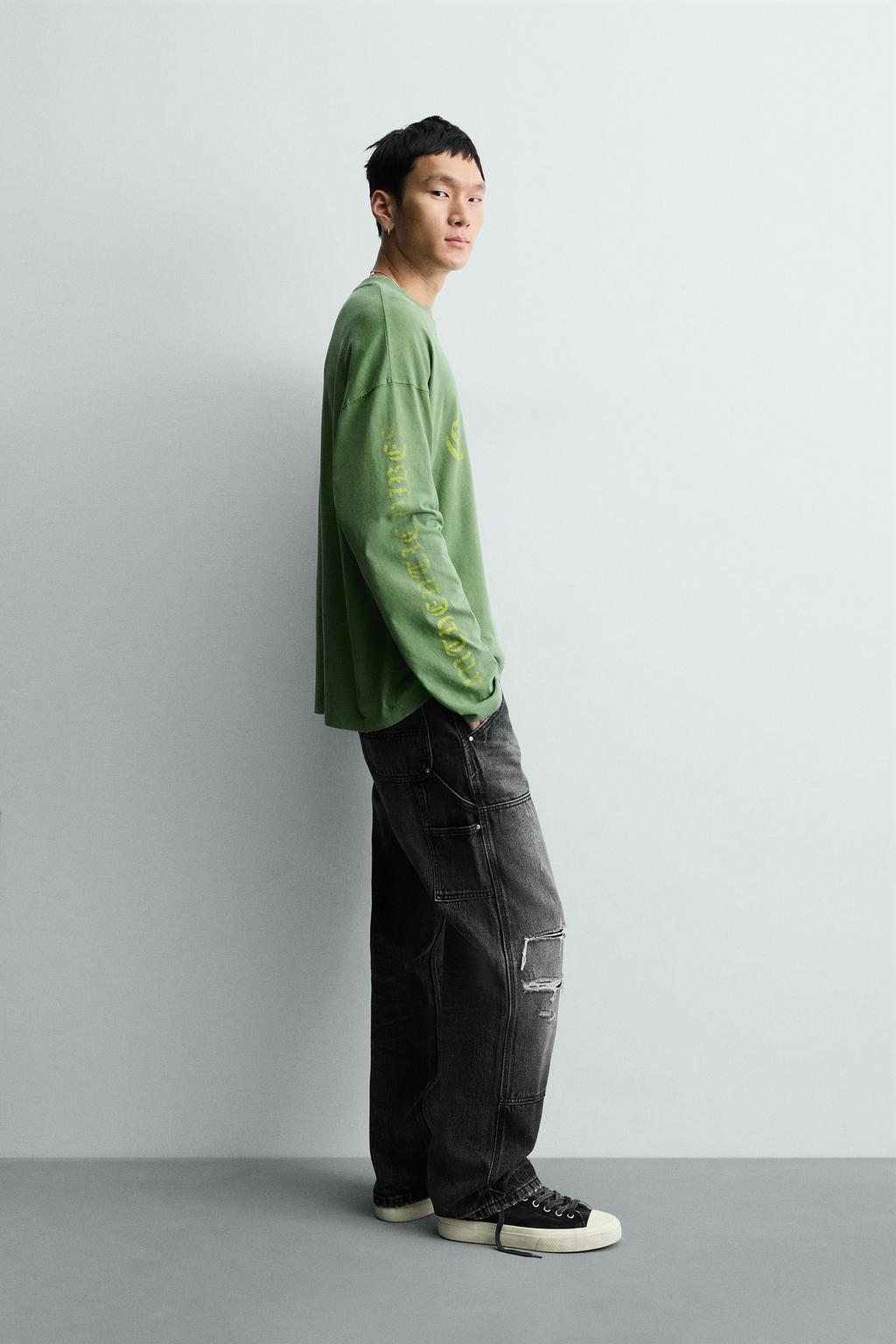 ФУТБОЛКА С НАДПИСЯМИ И ЭФФЕКТОМ ПОТЕРТОСТИ