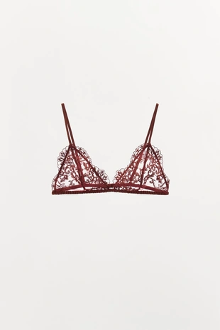 Кружевной бралетт с треугольными чашками и вышивкой- Заказать в России
