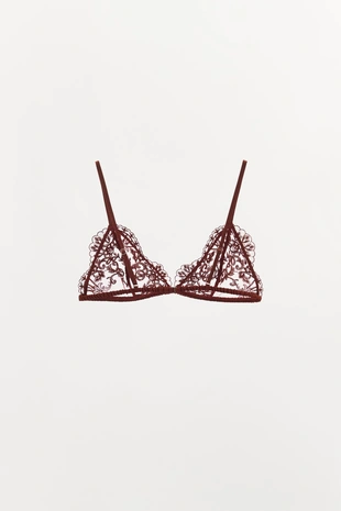 Кружевной бралетт с треугольными чашками и вышивкой- Заказать в России