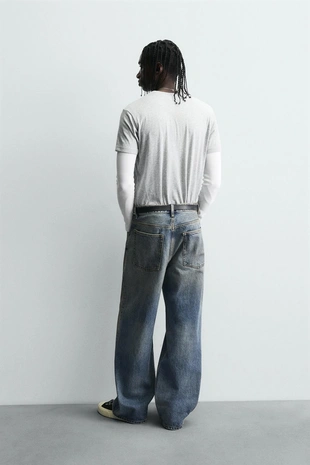 Mid-blue | 9794/381/427 - Zara Мешковатые джинсы винтажного вида