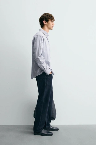 Рубашка из рельефной ткани в полоску- Заказать в России