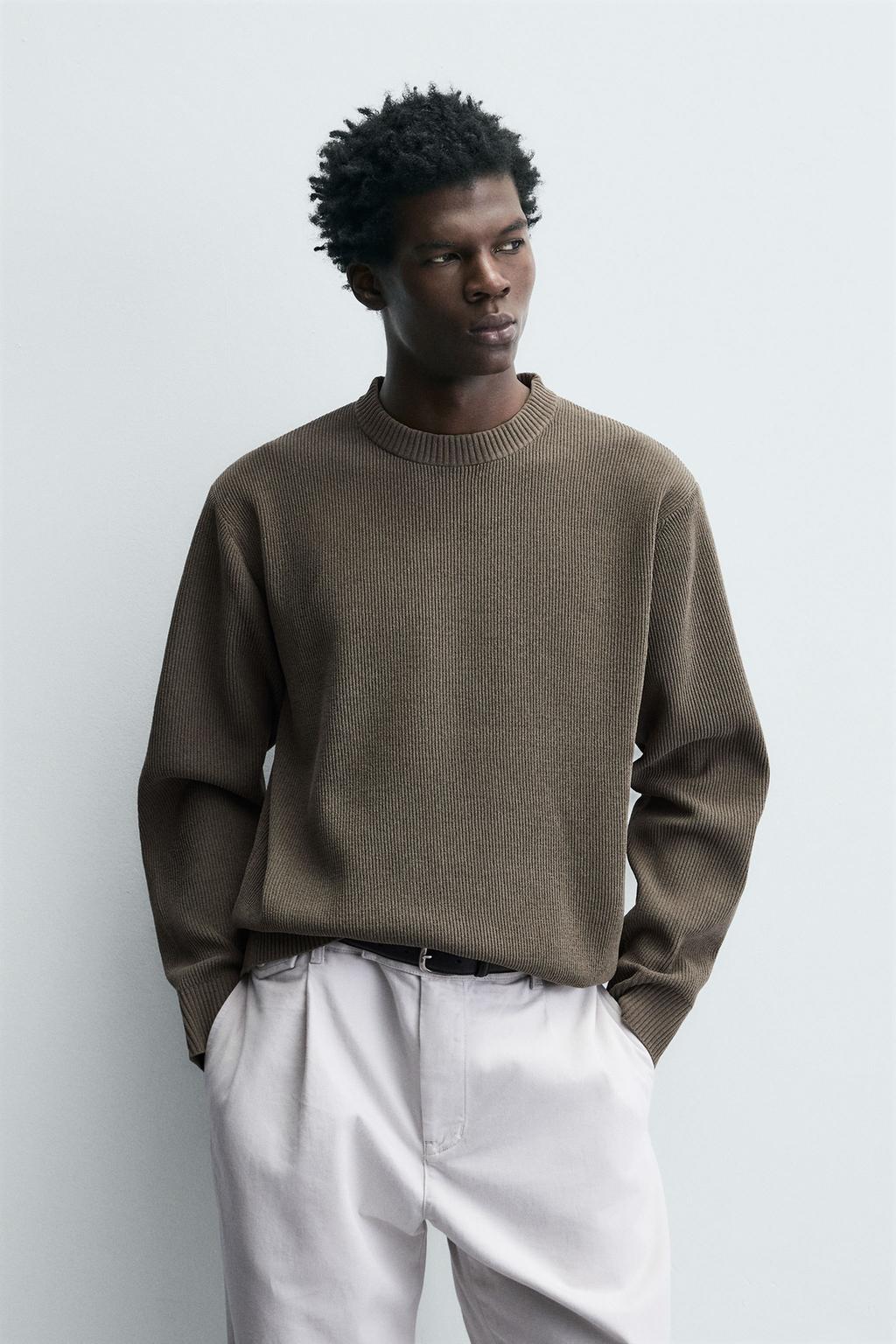 СВИТЕР ИЗ ШЕНИЛЛОВОЙ ТКАНИ С РЕЛЬЕФНЫМ УЗОРОМ