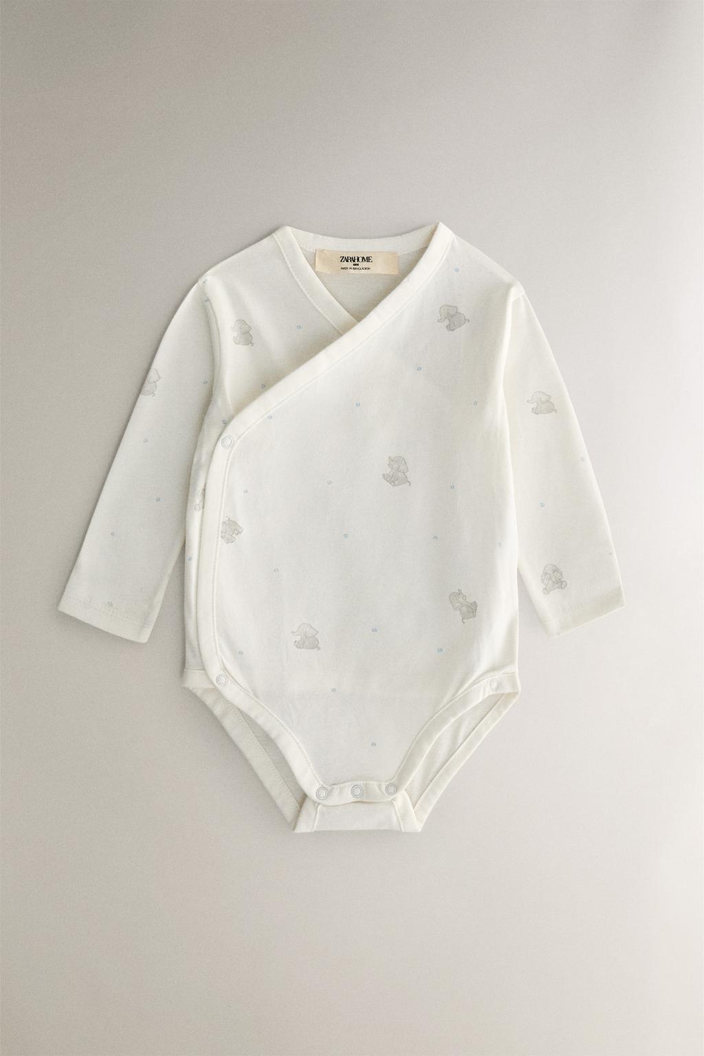 Детский боди для малышей с принтом слонов (набор из 3 штук)