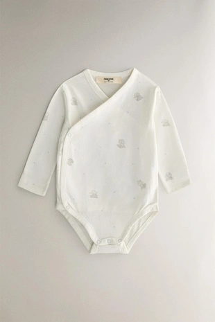 Cream | 9601/537/733 - Zara Детский боди для малышей с принтом слонов (набор из 3 штук)