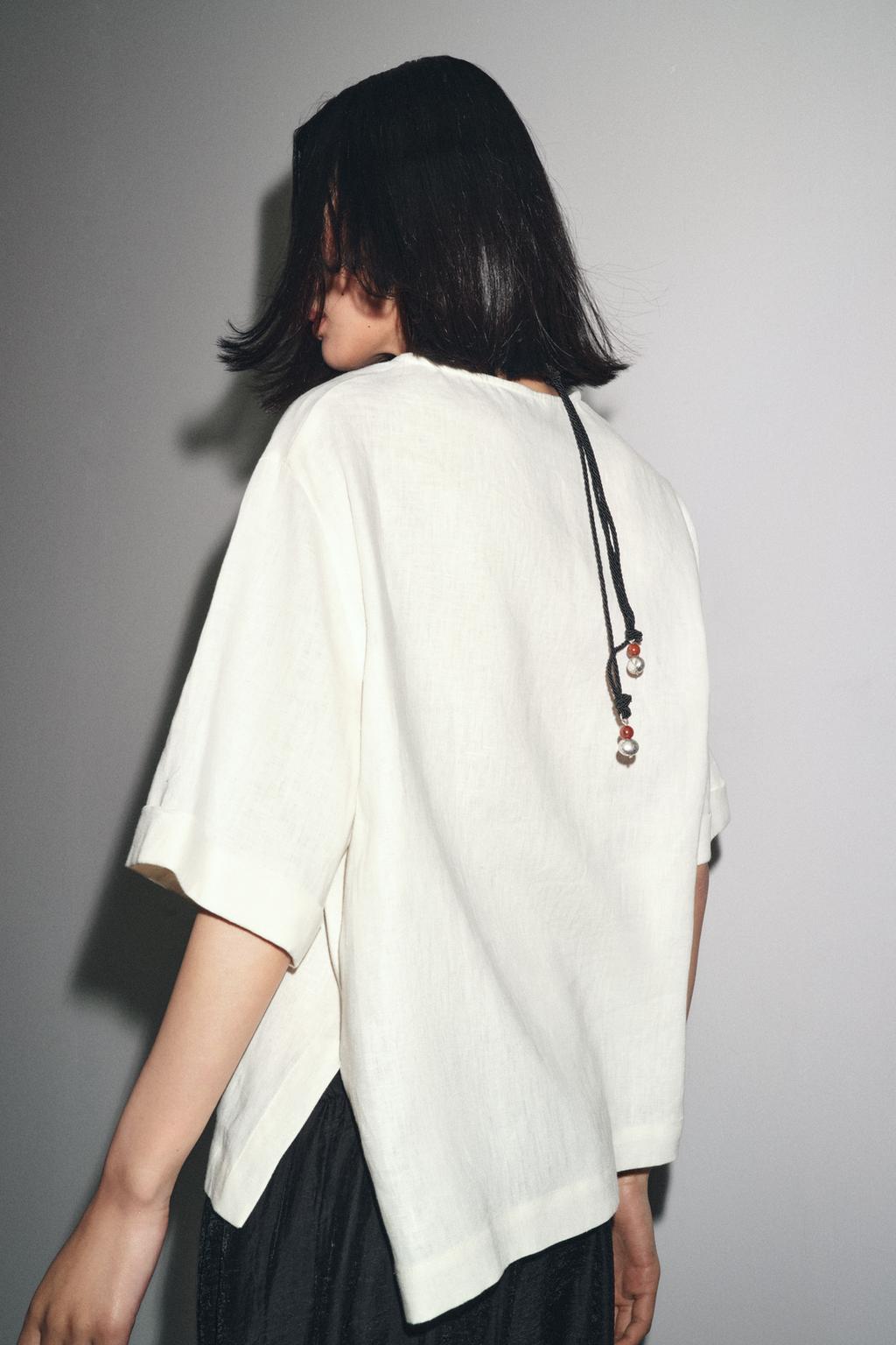 ТОП ИЗ ЛЬНА С КОРОТКИМИ РУКАВАМИ ZW COLLECTION