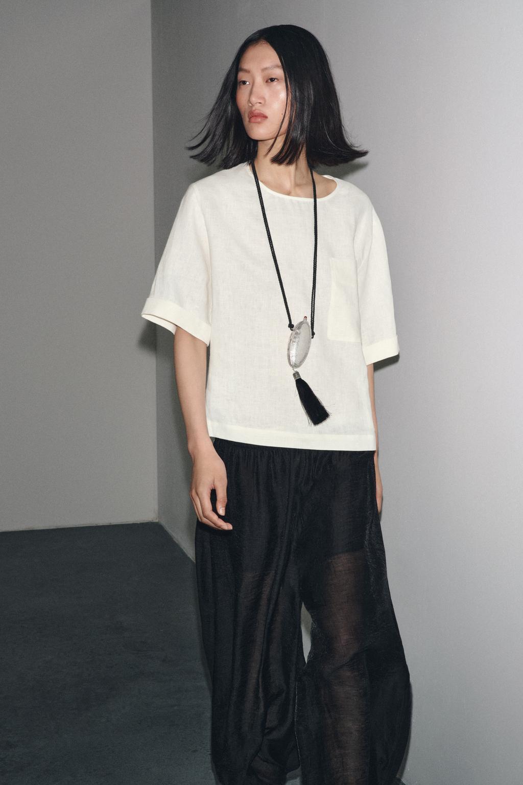 ТОП ИЗ ЛЬНА С КОРОТКИМИ РУКАВАМИ ZW COLLECTION