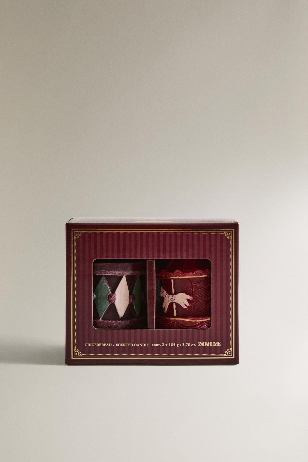 Набор ароматических свечей в форме барабанов с ароматом имбирного пряника (набор из 2 шт.)