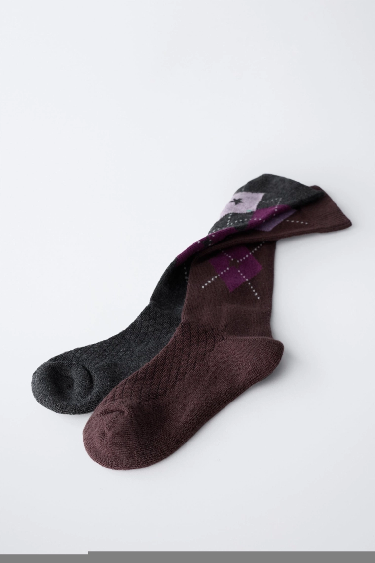 Набор из 2 пар колготок до колена в клетку