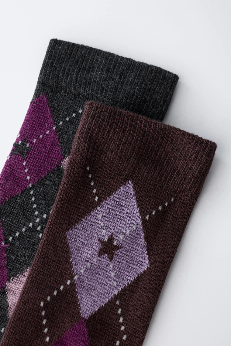 Набор из 2 пар колготок до колена в клетку