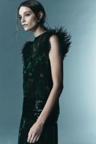 Купить Zara Комбинированное платье с принтом — LIMITED EDITION