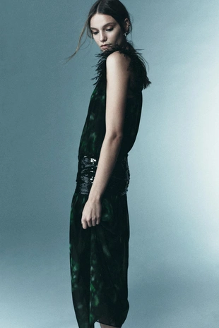 Printed | 9141/877/020 - Zara Комбинированное платье с принтом — LIMITED EDITION