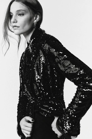 Пальто с пайетками - LIMITED EDITION- Заказать в России