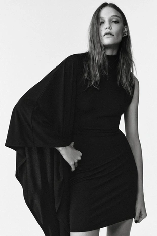 Black | 9144/887/800 - Zara Платье с асимметричным рукавом LIMITED EDITION