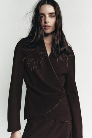 Купить Zara Драпированная рубашка с перьями LIMITED EDITION