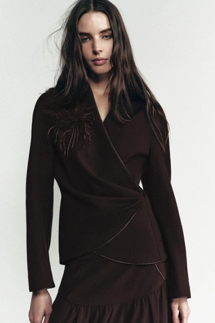 Драпированная рубашка с перьями LIMITED EDITION- Заказать в России