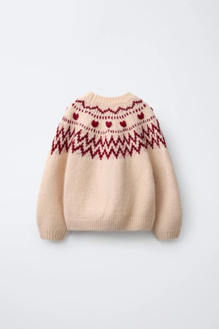 Жаккардовый свитер с узором «сердца»- Заказать в России