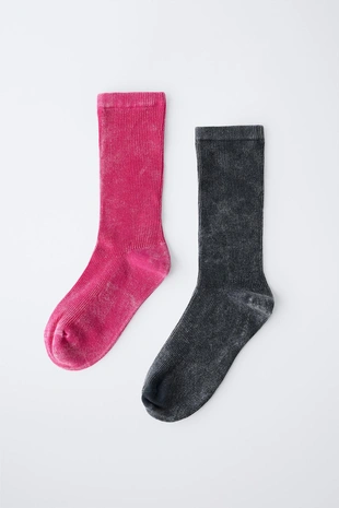 Набор из двух пар высоких носков с эффектом потертости- Заказать в России