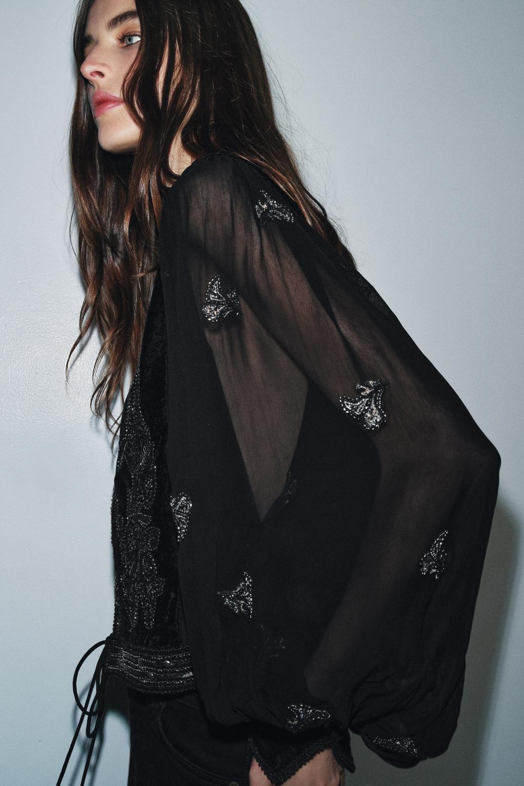 УКОРОЧЕННАЯ КУРТКА С ВЫШИВКОЙ — ZW COLLECTION LIMITED EDITION