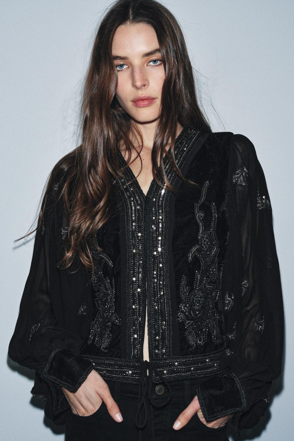 УКОРОЧЕННАЯ КУРТКА С ВЫШИВКОЙ — ZW COLLECTION LIMITED EDITION