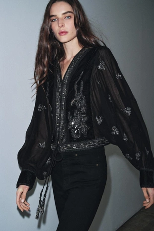 Купить Zara Укороченная куртка с вышивкой — ZW COLLECTION LIMITED EDITION