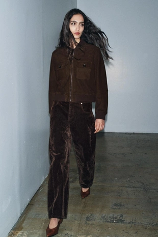 Chocolate | 1966/248/717 - Zara Бомбер из замши — ZW COLLECTION LIMITED EDITION