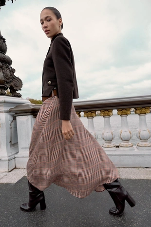 Brown | 3046/386/700 - Zara Кардиган из шерсти с воротником-стойкой