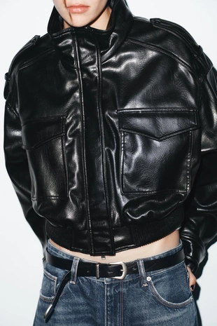 Купить Zara Куртка из искусственной кожи с хлястиками