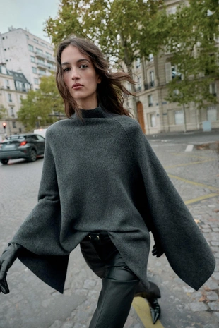 Купить Zara Трикотажная накидка с высоким воротником