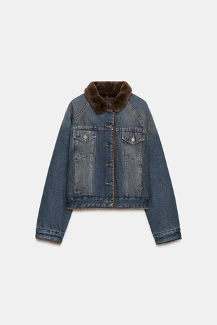 Купить Zara Джинсовая куртка с искусственным мехом — ZW COLLECTION