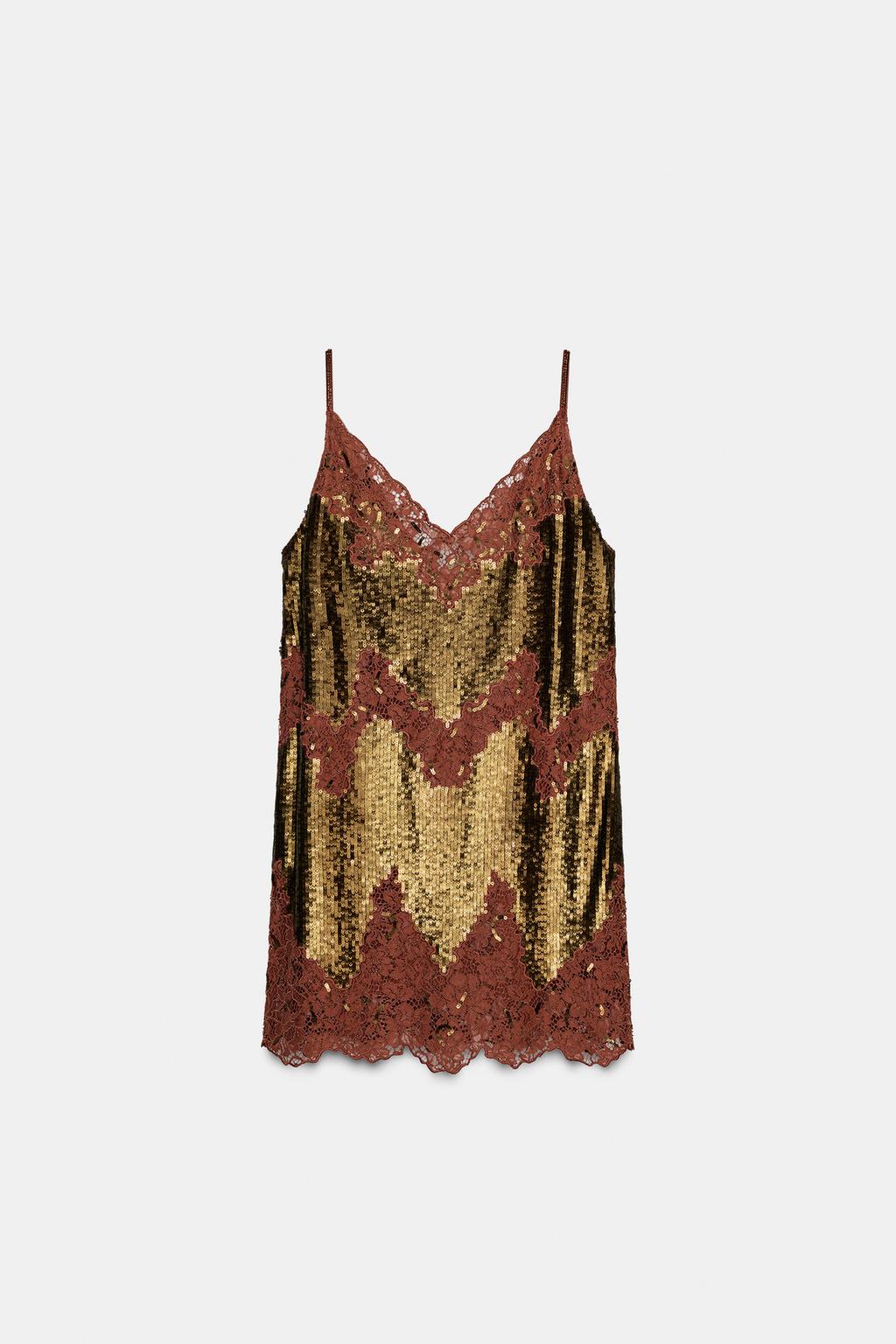 ПЛАТЬЕ С КРУЖЕВОМ И ПАЙЕТКАМИ ZW COLLECTION LIMITED EDITION