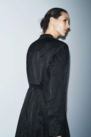 Black | 9266/993/800 - Zara Мятое атласное платье — ZW COLLECTION LIMITED EDITION