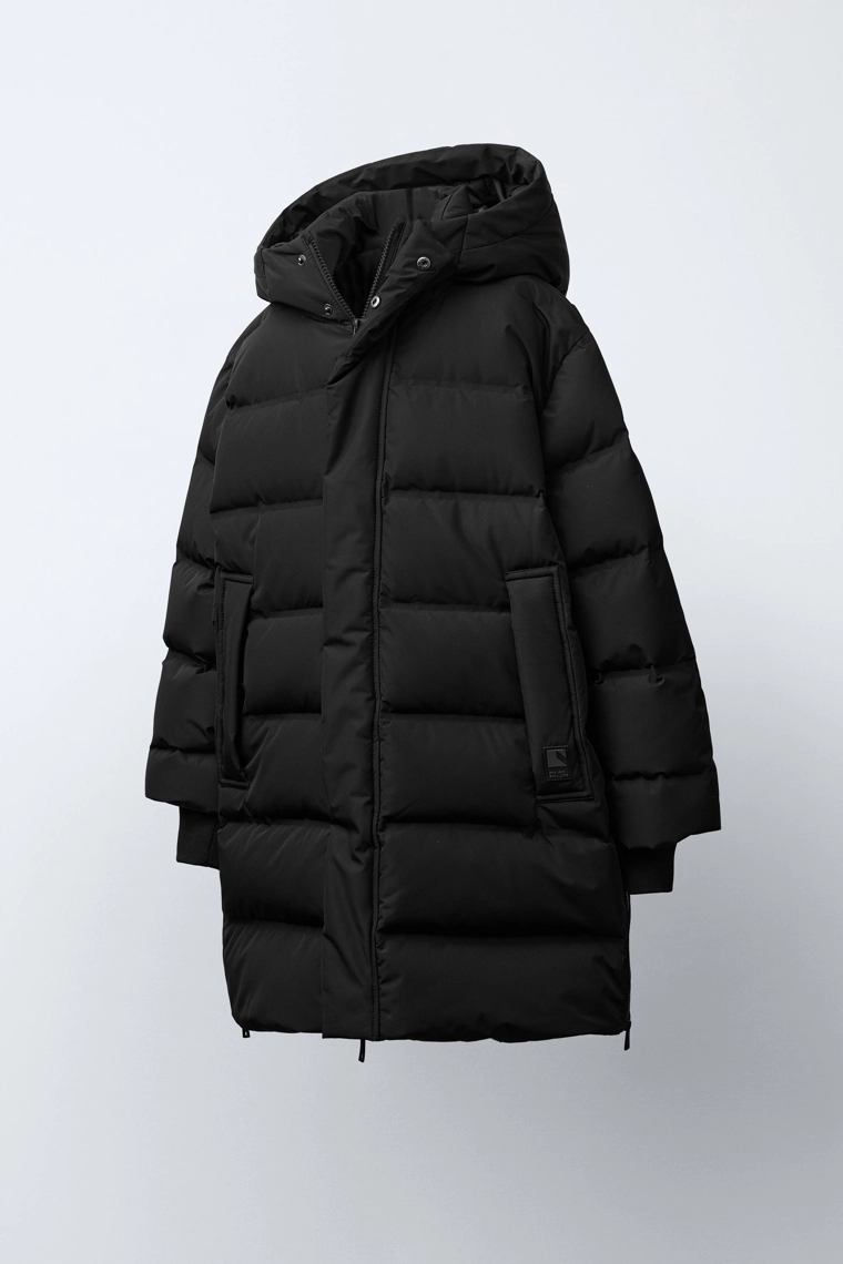 Длинный пуховик с водоотталкивающей отделкой