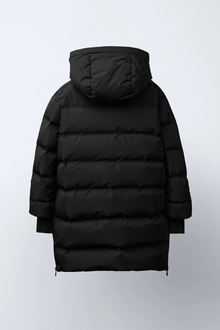 Длинный пуховик с водоотталкивающей отделкой