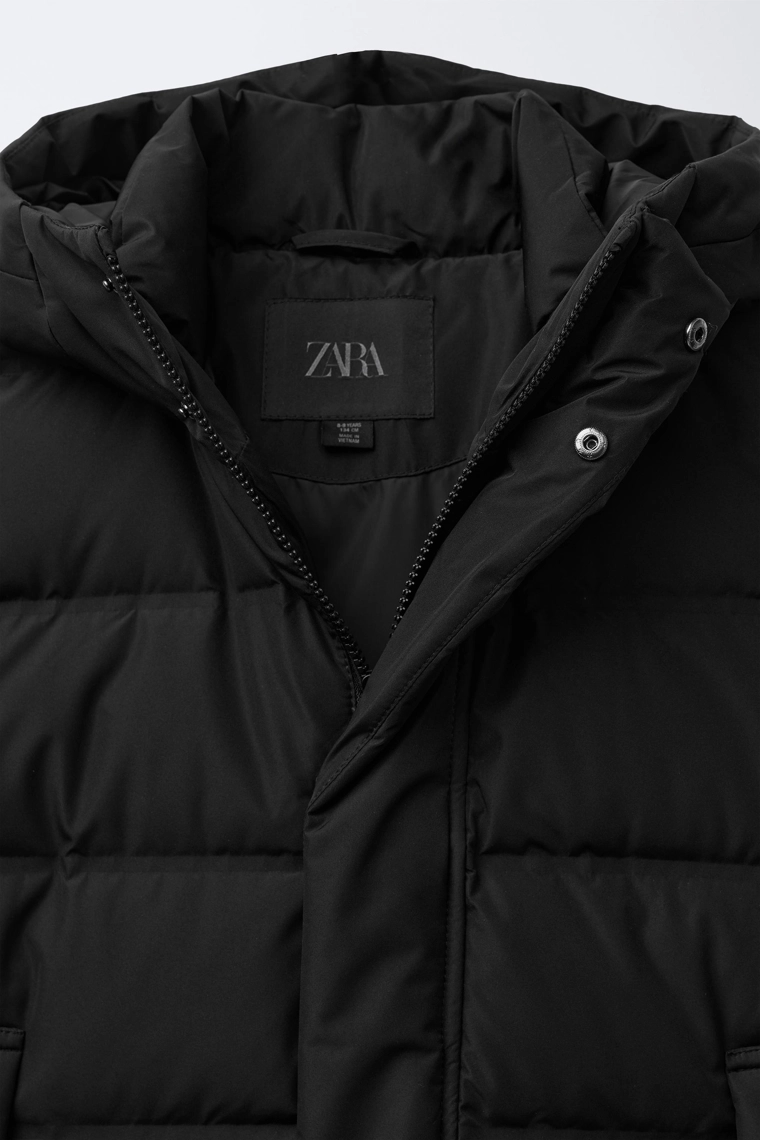 Длинный пуховик с водоотталкивающей отделкой