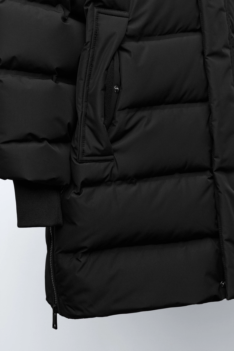 Длинный пуховик с водоотталкивающей отделкой