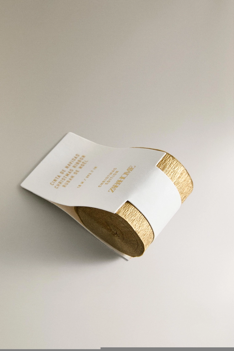 Золотая лента для рождественских подарков из крепированной бумаги