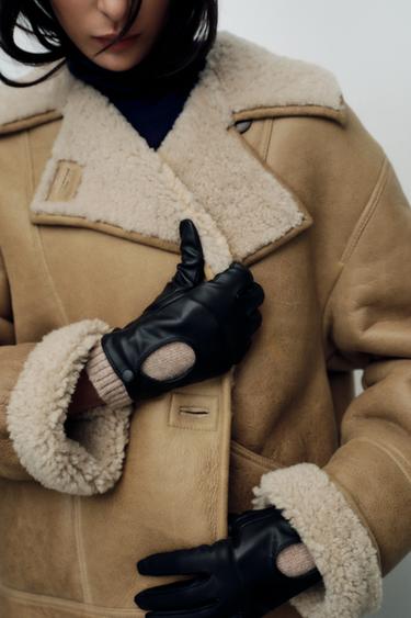 Zara Короткие комбинированные перчатки купить с доставкой.
