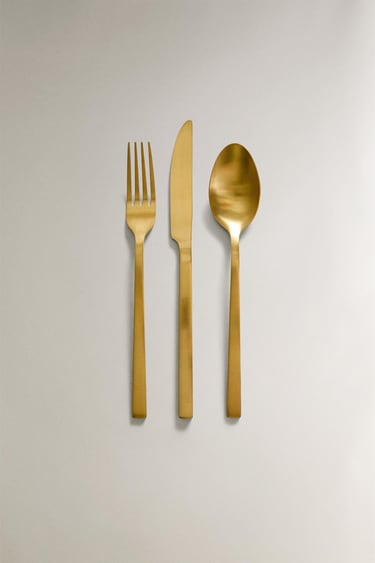Zara Набор столовых приборов из золотистой нержавеющей стали (3 предмета)