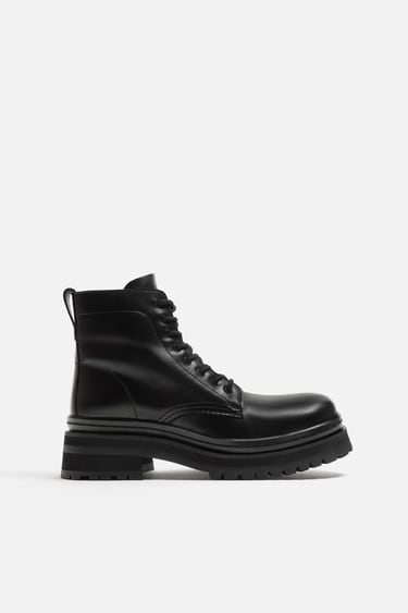 Zara Кожаные ботинки со шнуровкой купить с доставкой.