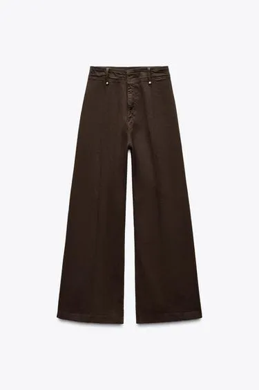Джинсы с высокой посадкой и широкими брючинами коллекции ZARA