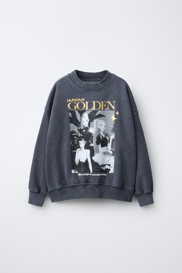 Zara Свитшот в стиле WASHED-EFFECT с принтом KPOP DEMON HUNTERS™ NETFLIX ©