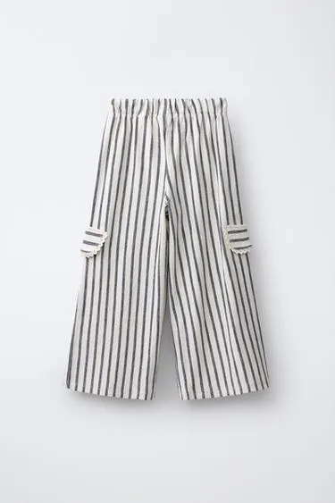 Широкие брюки-карго в полоску